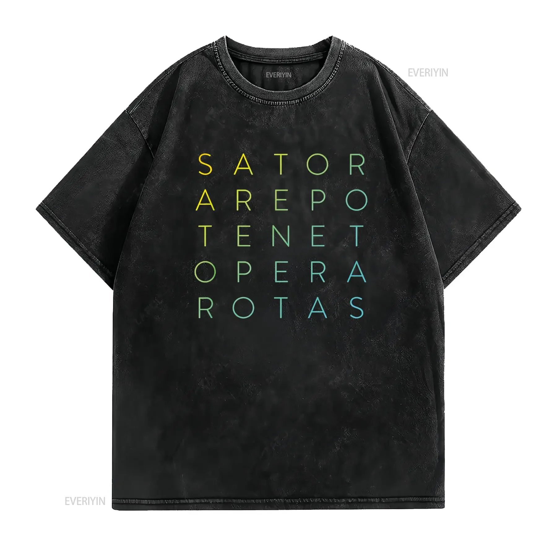 Modern Sator Square Arepo Tenet Opera Rotas T Shirt vintage Washed homme Breathable Casual fashion Top For Everyday Wear