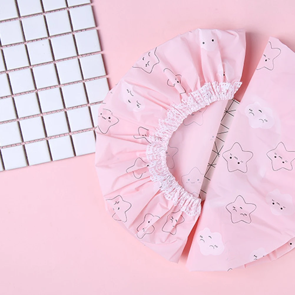 

2Pcs Bathing Waterproof Shower Hair Protective Bathroom Accessories Hair Protective Caps PVC Salon Use Home Bath Caps