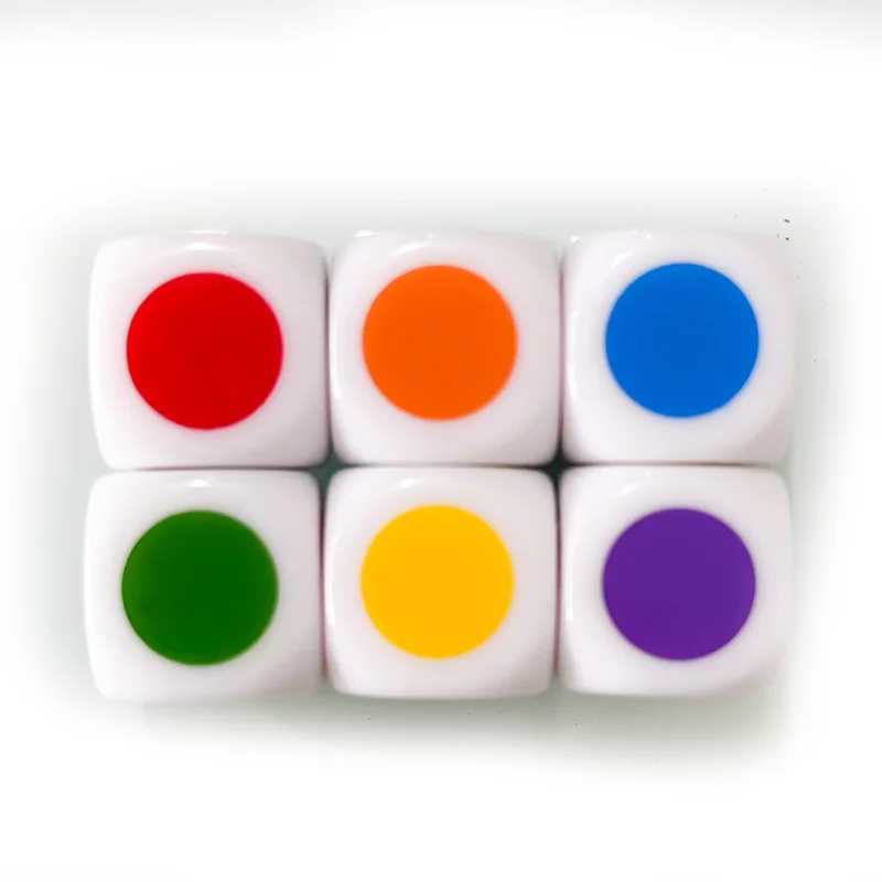 6 Pcs/set 6 Sided Round Colour Dice Funny Puzzle Game  16 Mm