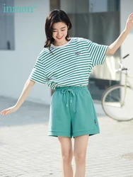 INMAN Summer Women's T-shirt Short Sleeve Woman Clothes Stripe Casual Top Women Round Collar Fashion Woman Blouses Ropa Mujer