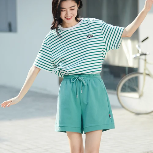 INMAN 여성용 반팔 티셔츠, 스트라이프 캐주얼 탑, 라운드 칼라 패션, 여성 블라우스, 여름