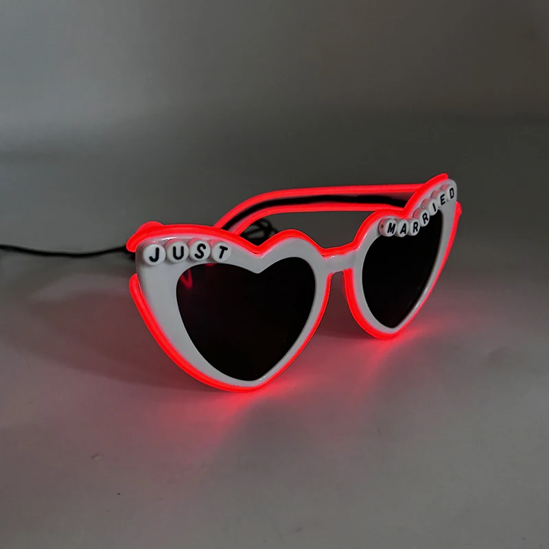 LED-Brille, nur verheiratet, Hochzeit, Braut, Überraschungsgeschenk, Paar-Brille, Souvenirs, leuchtende Herz-Brille, verheiratete Sonnenbrille – Detail 5