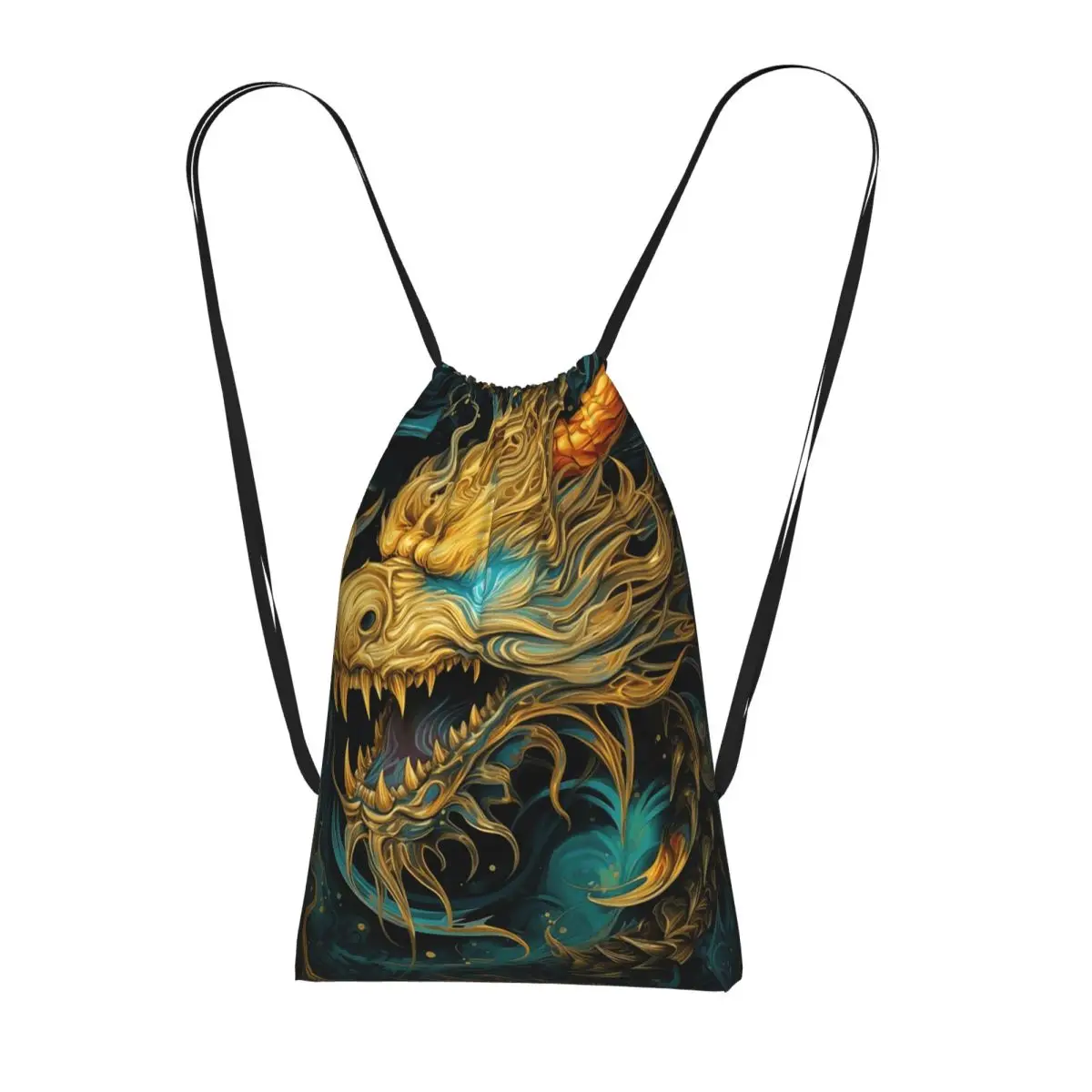 

Рюкзаки с узором золотого дракона, портативные сумки на шнурке, спортивные сумки, сумки для книг для мужчин и женщин, школьные сумки