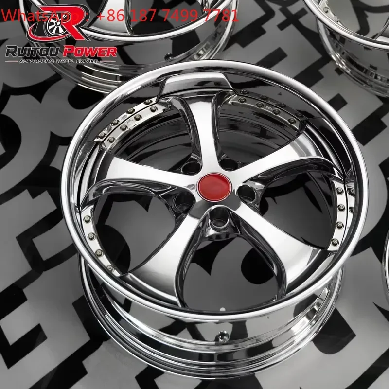 Factory Custom 2 Piece Chrome Plated / Mirror Polished Forged Wheels 17 18 19 20 Inch 5x120 Deep Lip Alloy Rims for Luxury