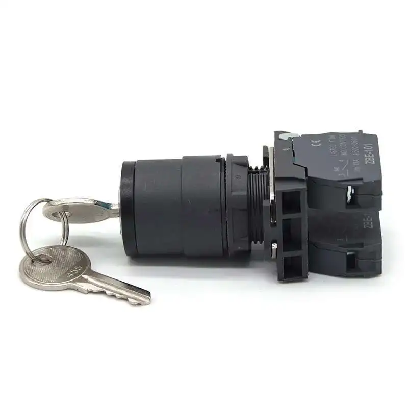 مقبض/مفتاح XB5 مجموعة مفتاح زر دوار اتصال فضي AD33 AG21 محدد موقعين/ثلاثة أوضاع أسود NO NC #5