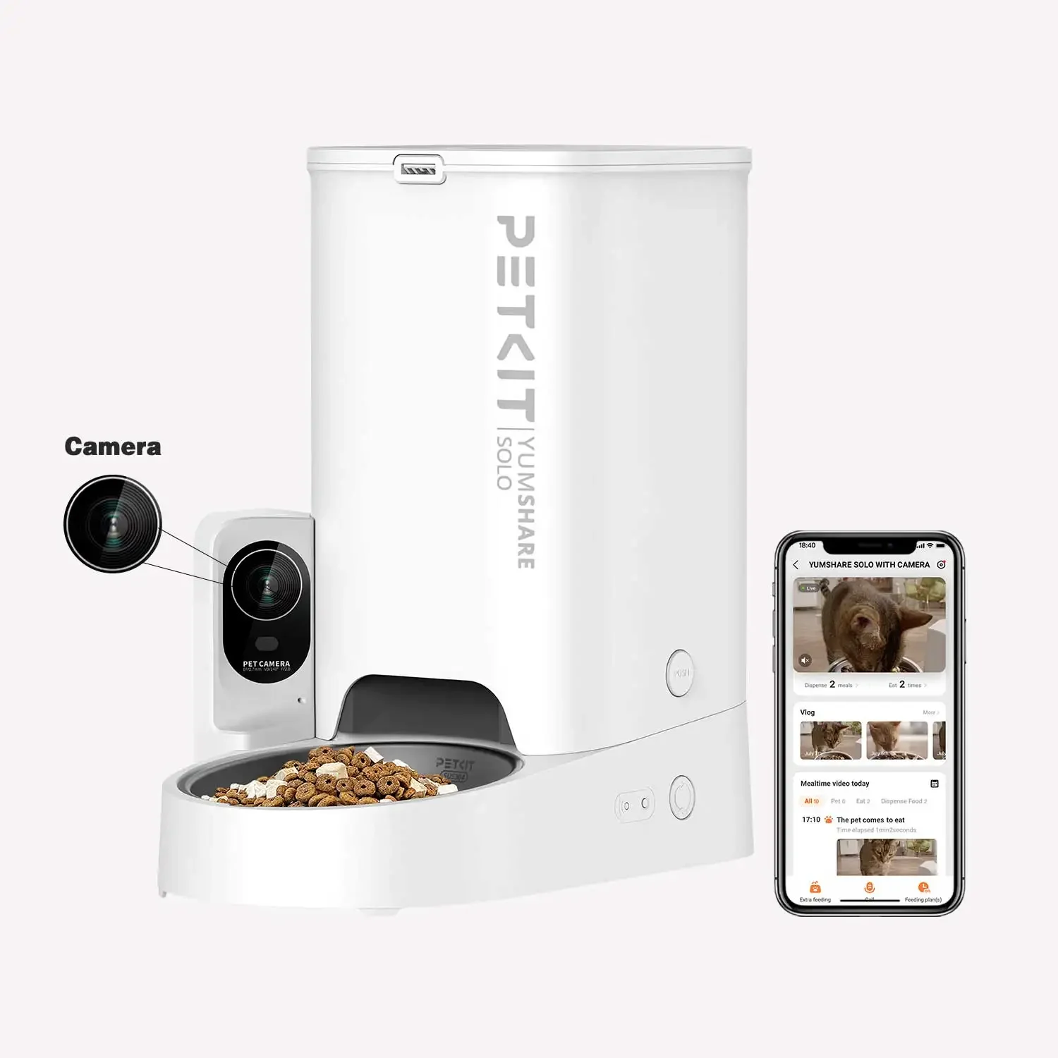 2023 New Arrivals Authorized Genuine Solo With Camera Pet Smart Feeder WIFI APP Control Automatic Pet Feeder