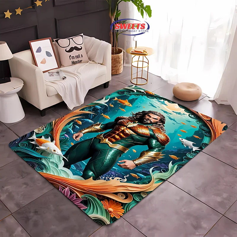 جديد إلى سجادة Aquaman الكلاسيكية DC، غرفة المعيشة، غرفة النوم، منطقة المكتب، غرفة الأطفال، حصيرة غير قابلة للانزلاق قابلة للغسل في الغسالة، هدية #6