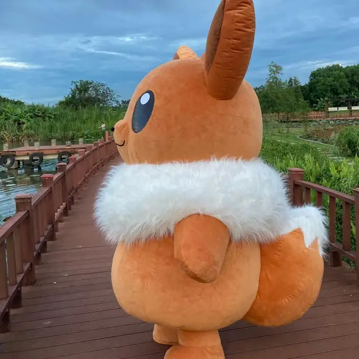 Miniso نفخ Eevee زي التميمة بوكيمون Flareon المشي ملابس دمى هالوين عيد الميلاد عيد ميلاد فستان حفلة تنكرية