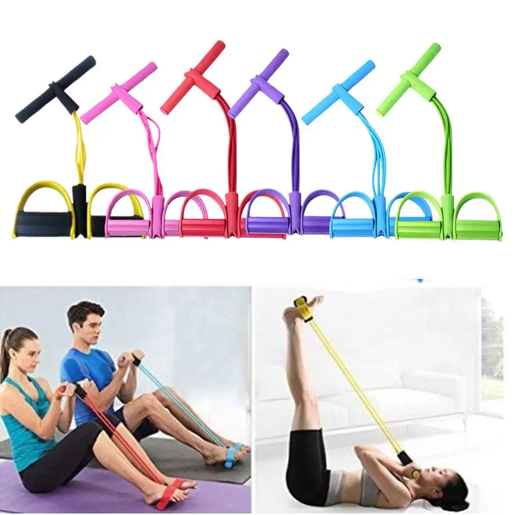 Pedal Resistance Band 4 Tube Resistance Band Bodybuilding Exercise Equipment Puller Expander Up Latex Fitness Pedal Ankle S T1C5