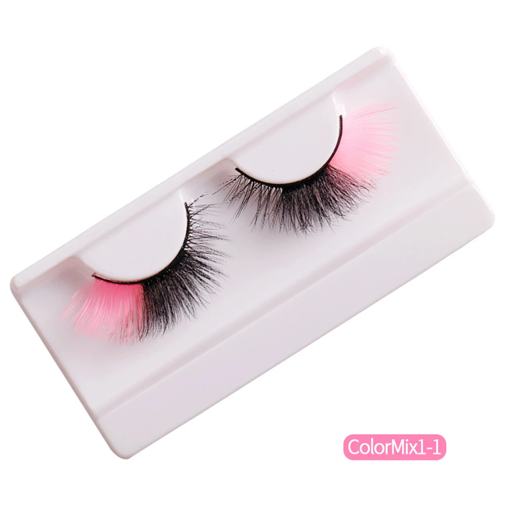 Faux Cils Eyelash Extension 1pair Fake Eyelashes Makeup Colored Lashes Party Stage Show Soft 5d False Eyelash Cosmetics Cosplay