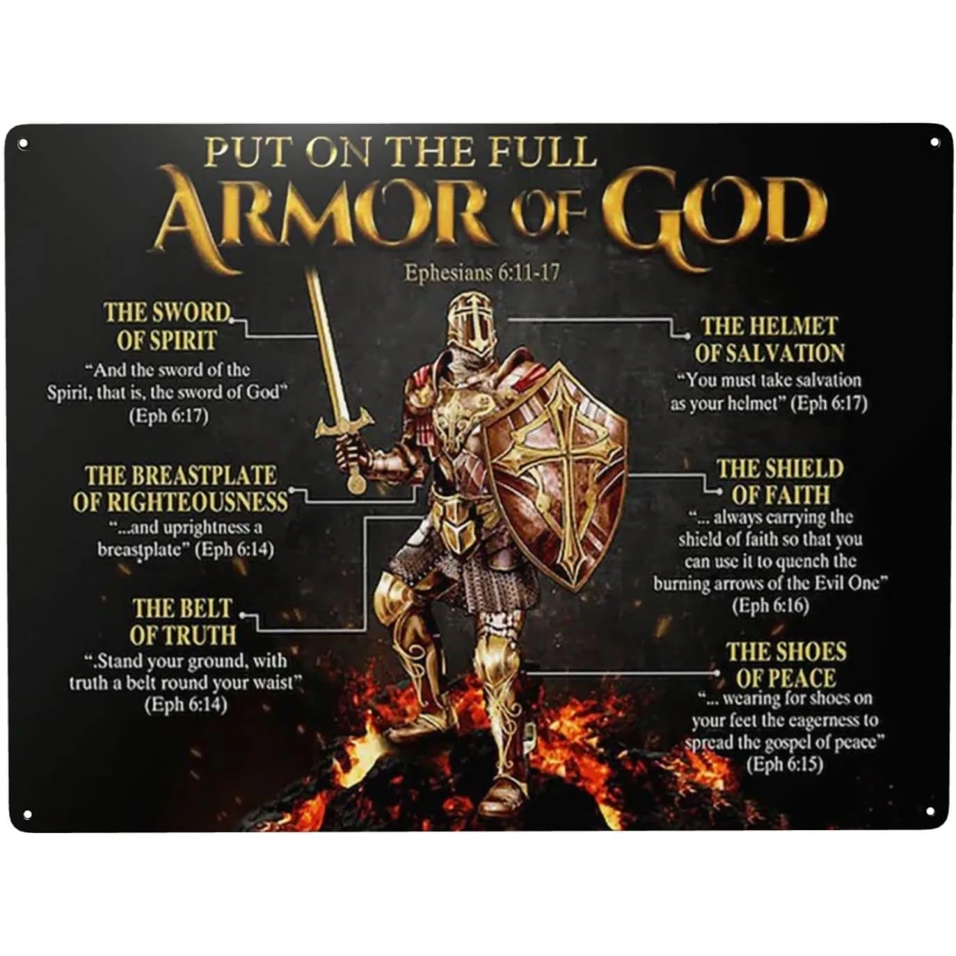 Armor of God Tin Metal Sign Wall Decor Fun Decoration for Home Kitchen Bar Room Garage Vintage Poster Plaque 8 X 12inch