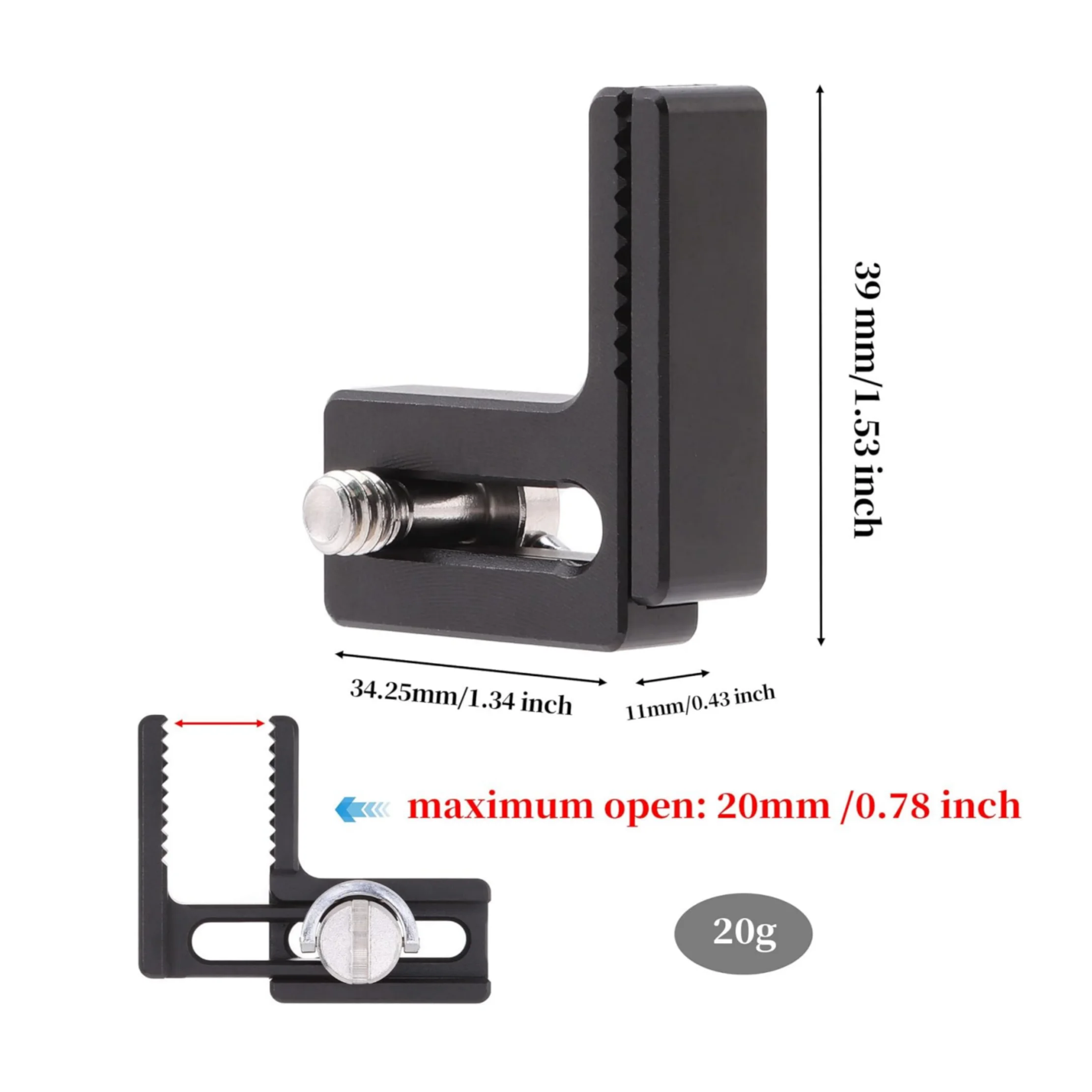 FOTGA Universal HDMI Cable Clamp,With 1/4''-20 Screws Mount for Camera Cage USB SDI Microphone Cable