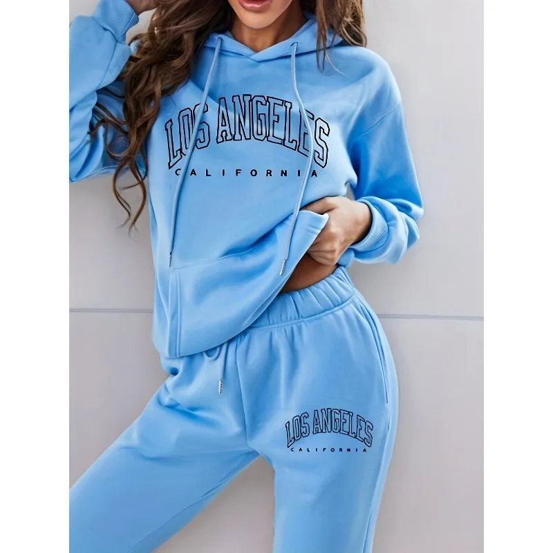 2025 модная осенняя удобная толстовка и брюки для отдыха на открытом воздухе, комплект с 3D буквенным принтом