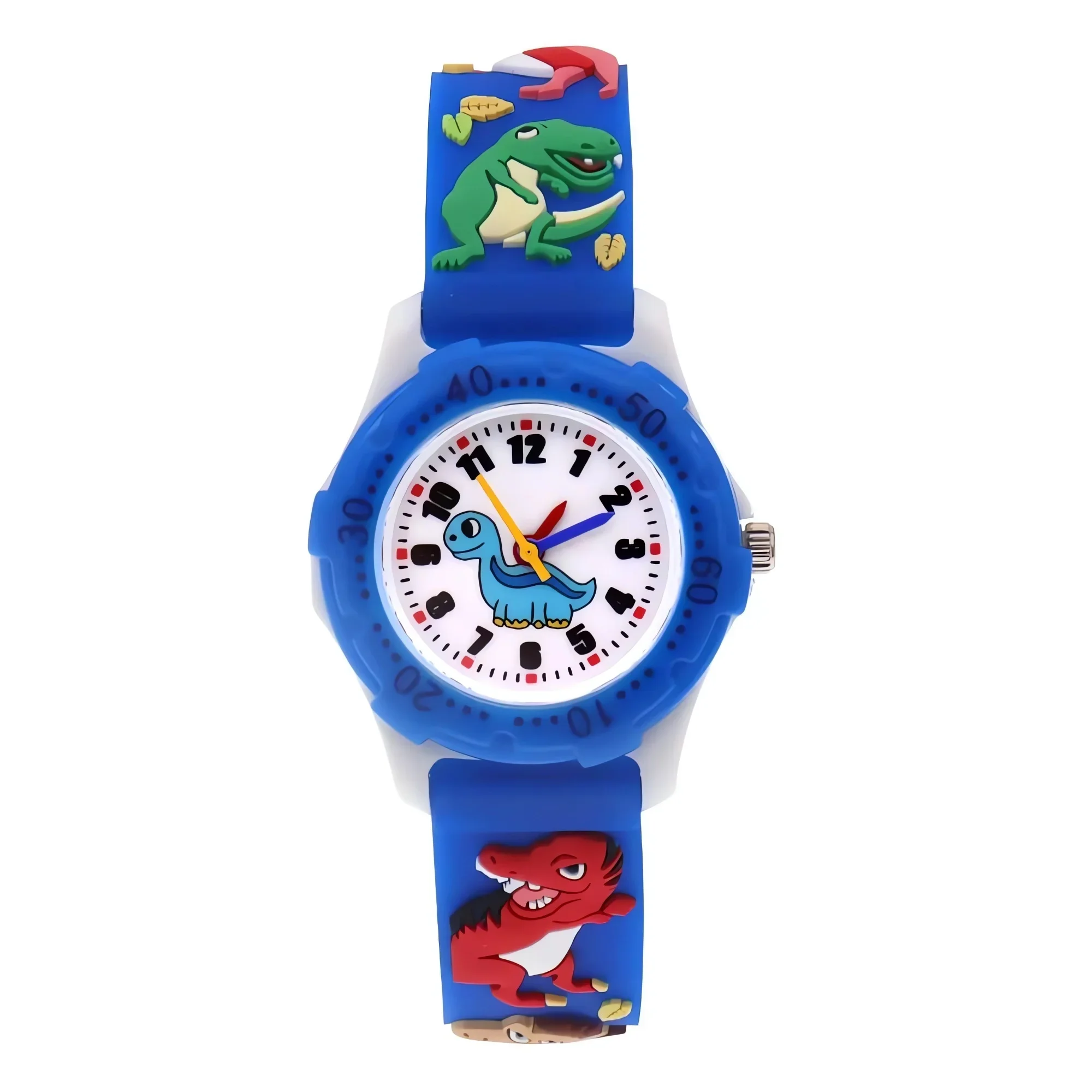 Dinosaur Themed Quartz Watch for Kids - Rotating Dial Waterproof Wristwatch in 4 Colors Suitable for Boys & Girls Student Timepi
