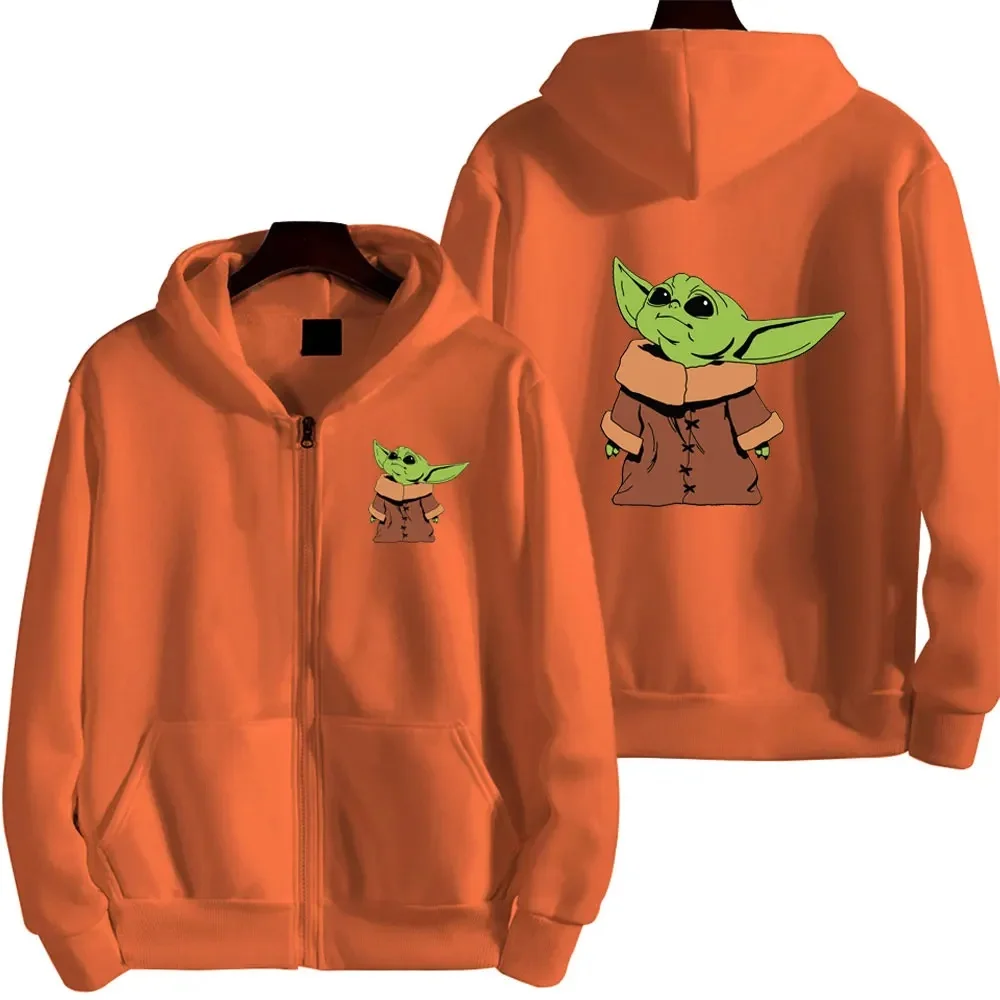 Baby Yoda Zipper Hooded Jacket 2024 Spring and Autumn New Casual Men\'s and Women\'s Sports Shirt Coat Green Clothing