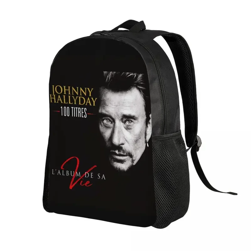 Johnny Hallyday Rock Mochilas para homens e mulheres, escola Estudantes universitários Bookbag, Fits 15 "Laptop, French France Singer Bags