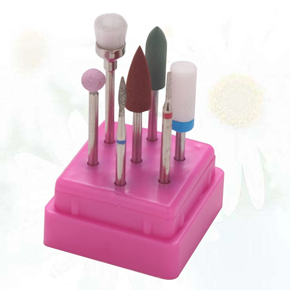 

7pcs Nail Polishing Tool Set Durable Manicure Grinding Head Kit For Natural Artificial Nails Portable Storage Case Diy Nail Art