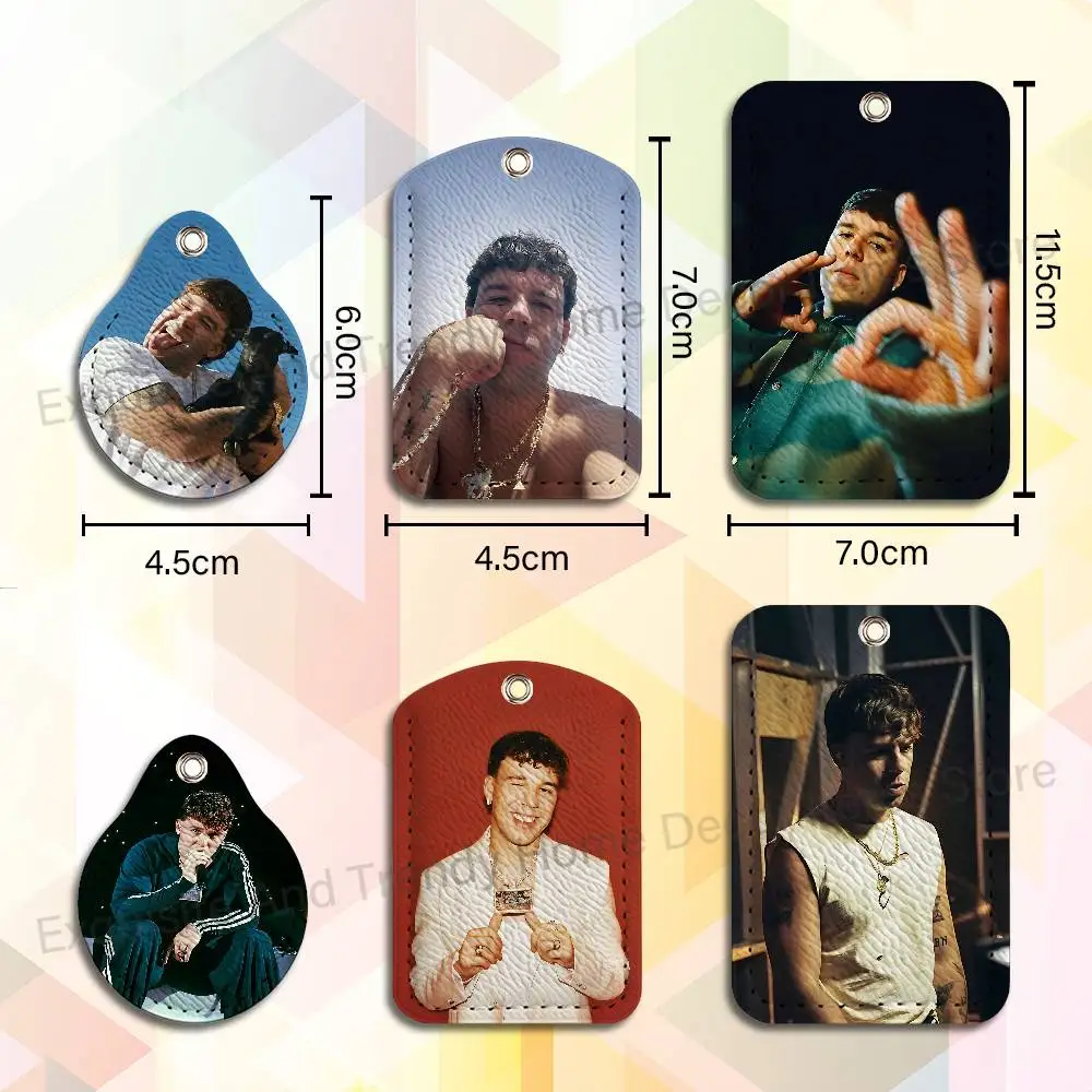 Singer Q-Quevedo EL BAIFO Key Tag Ring Leather Card Holder Key Ring Rectangle Access Card Holder