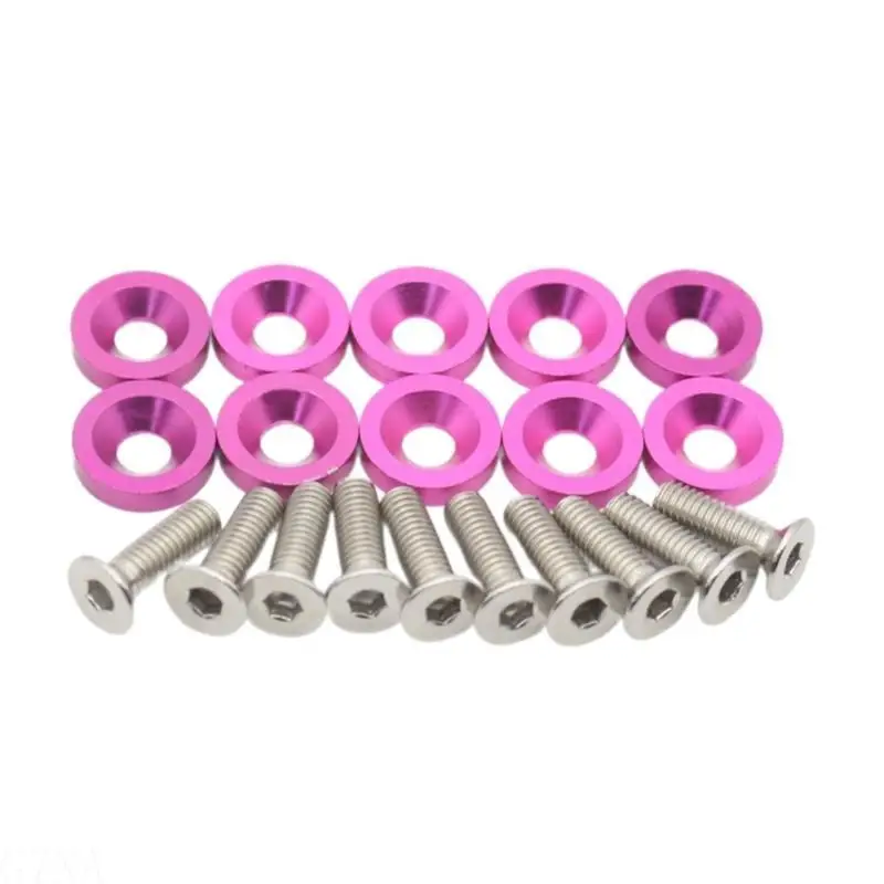 

G7NA M6 Aluminum Bumper Fenders Washer Rustproof Washer Engine Bay Dress Up Fastener with Bolts for Car Bumpers