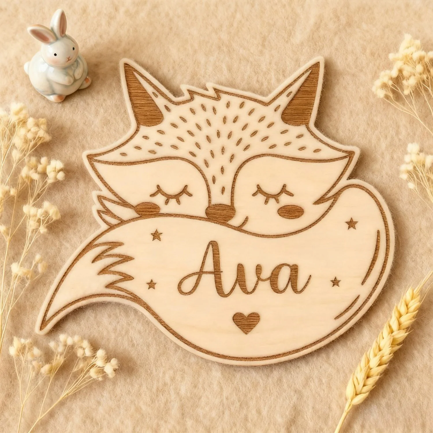 customizable wooden board decoration, cute little fox, multi scene decoration, perfect holiday gift