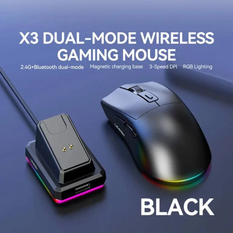 2.4G Bluetooth Kabellose Dual-Mode Wiederaufladbare Maus mit Ladestation, Einstellbarer DPI, RGB-Hintergrundbeleuchtung, Ergonomische Büromaus für PC
