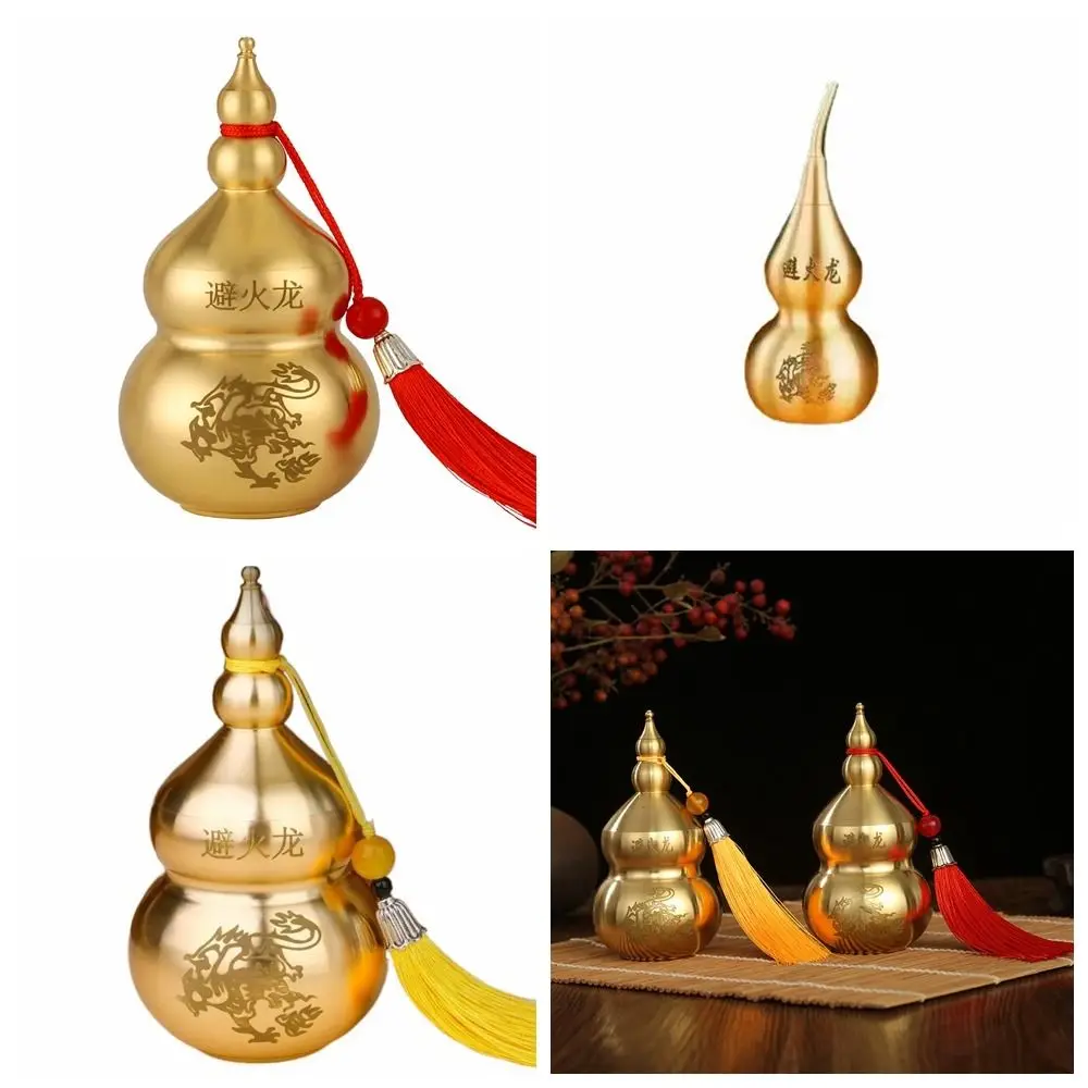 Feng Shui Handicraft Fire-avoiding Dragon Gourd Brass Chinese Style Copper Gourd Ancient Craft Top Open Cover Northwest Corner