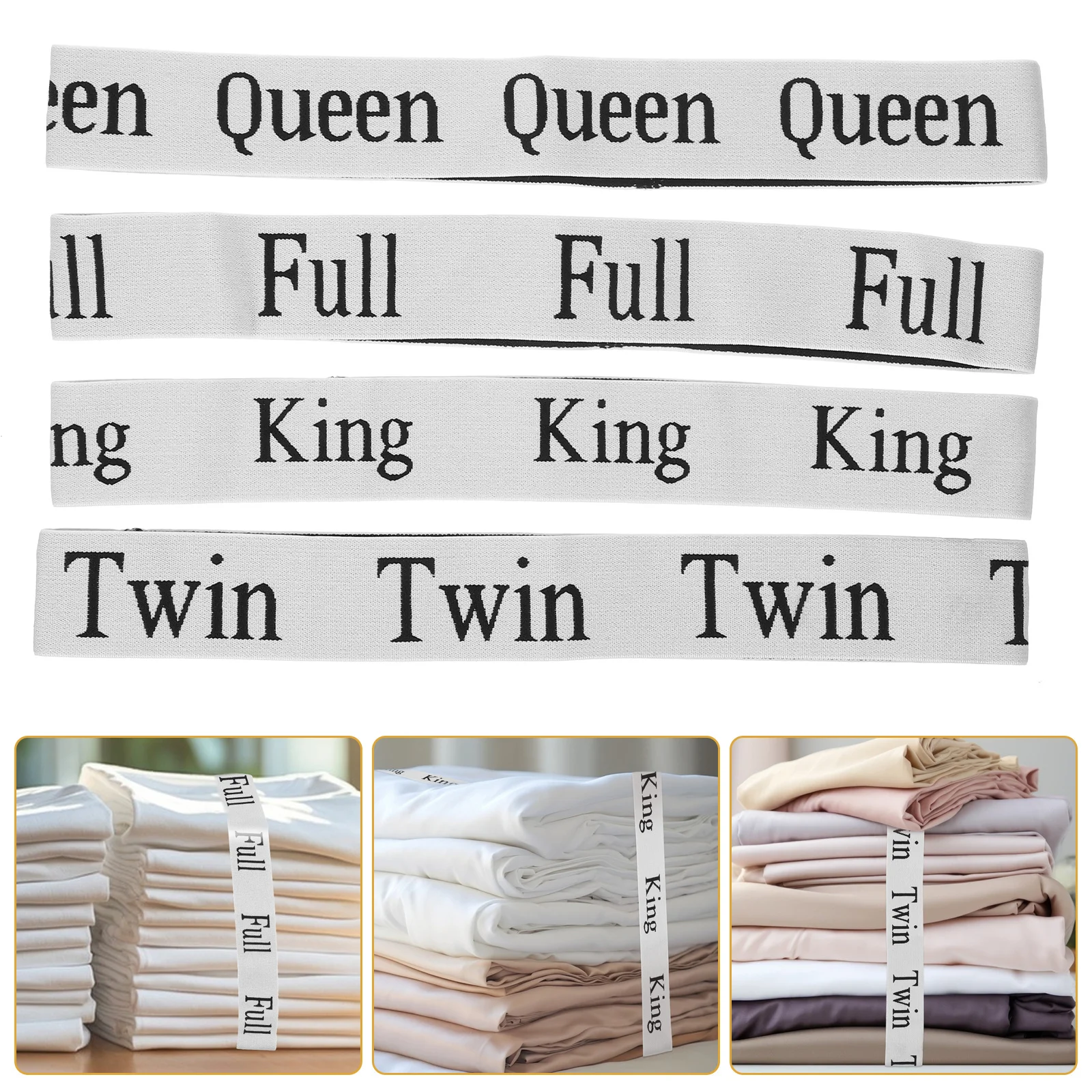 

4Pcs Versatile Bed Sheet Organizer Band Adjustable Elastic Storage Strap Stylish Printed English Letters Material Home