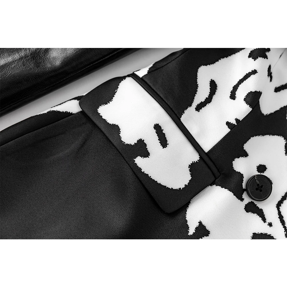 2025 Neues Design, modisch, Pu-Patchwork, Blumenmuster, Bürokleidung, schmaler Blazer für Damen und Herren