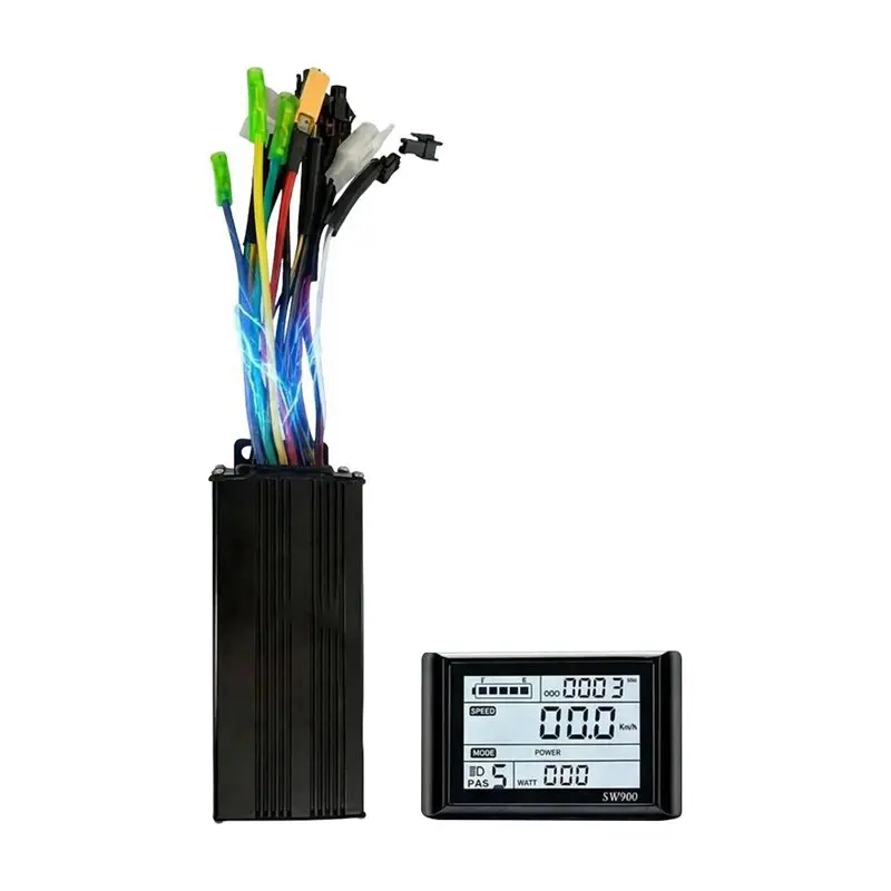 Efficient For E-Bike Conversion Kit Compatible 30A Three Mode Brushless Controller 24V 36V 48V Sine Wave With SW900 Display