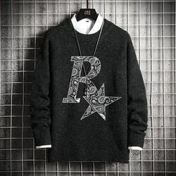 4 Styles!2023 Autumn and Winter New Thickened Plush Sweater Men's Large Knitted Pullover Sweatshirts Mens Clothes