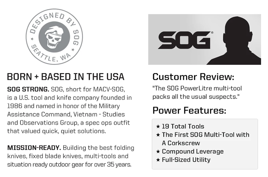 SOG PowerLitre Mini Multitool-Zange mit 19 Leichtgewichtswerkzeugen EDC Kompaktes Taschenwerkzeug mit Klappmesser, Korkenzieher und Schraubendreher – Detail 3