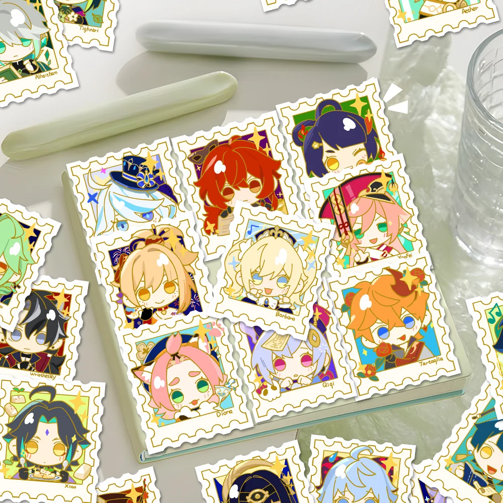 

Anime Genshin Impact Klee Venti Hu Tao Yae Miko Cosplay Exquisite Paster Individuality Stamp Sticker Decorate Birthday Xmas Gift