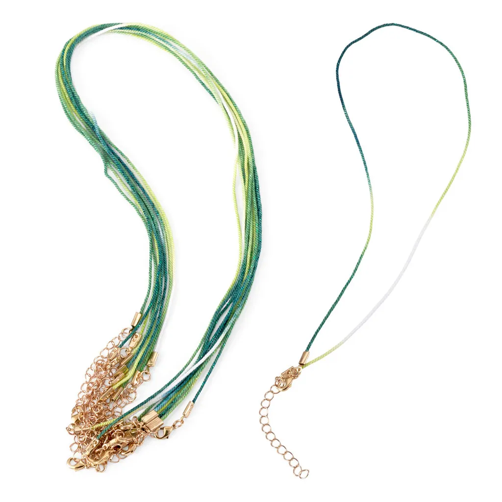 12pcs/set Colorful Cotton Cord Necklaces Making with Iron and 304 Stainless Steel Findings for Women Necklace 18.90 Inch(48cm)