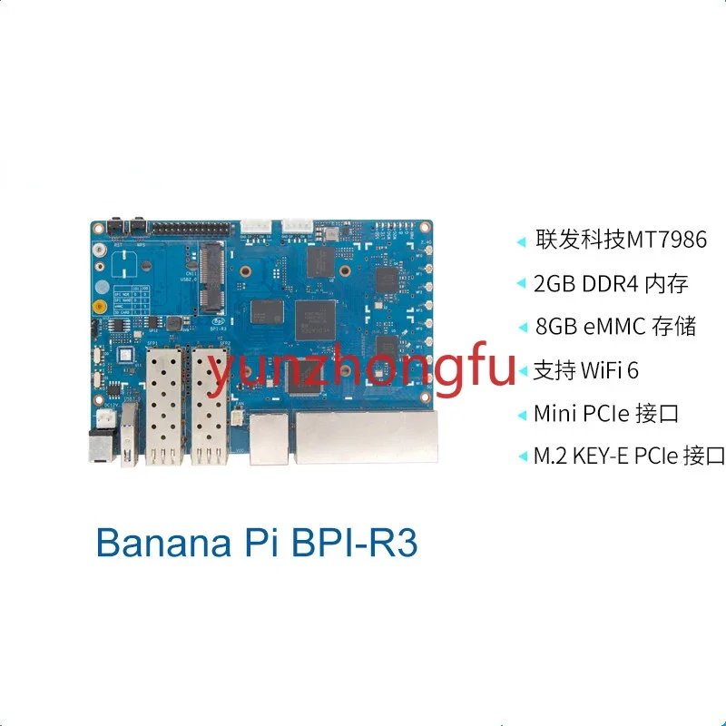 Pi BPI-R3 MediaTek MT7986 Quad Core Cortex A53+MT7531Chip 2G DDR RAM 8G EMMC Support Linux 5.4 EC25 LTE 4G SD Card