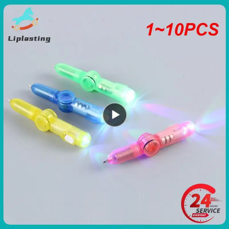 1~10PCS Luminous Rotary Pen Fingertip Gyro Creative Rotating Spinner Toys Student Decompression Plastic Ball Point Pen Funny