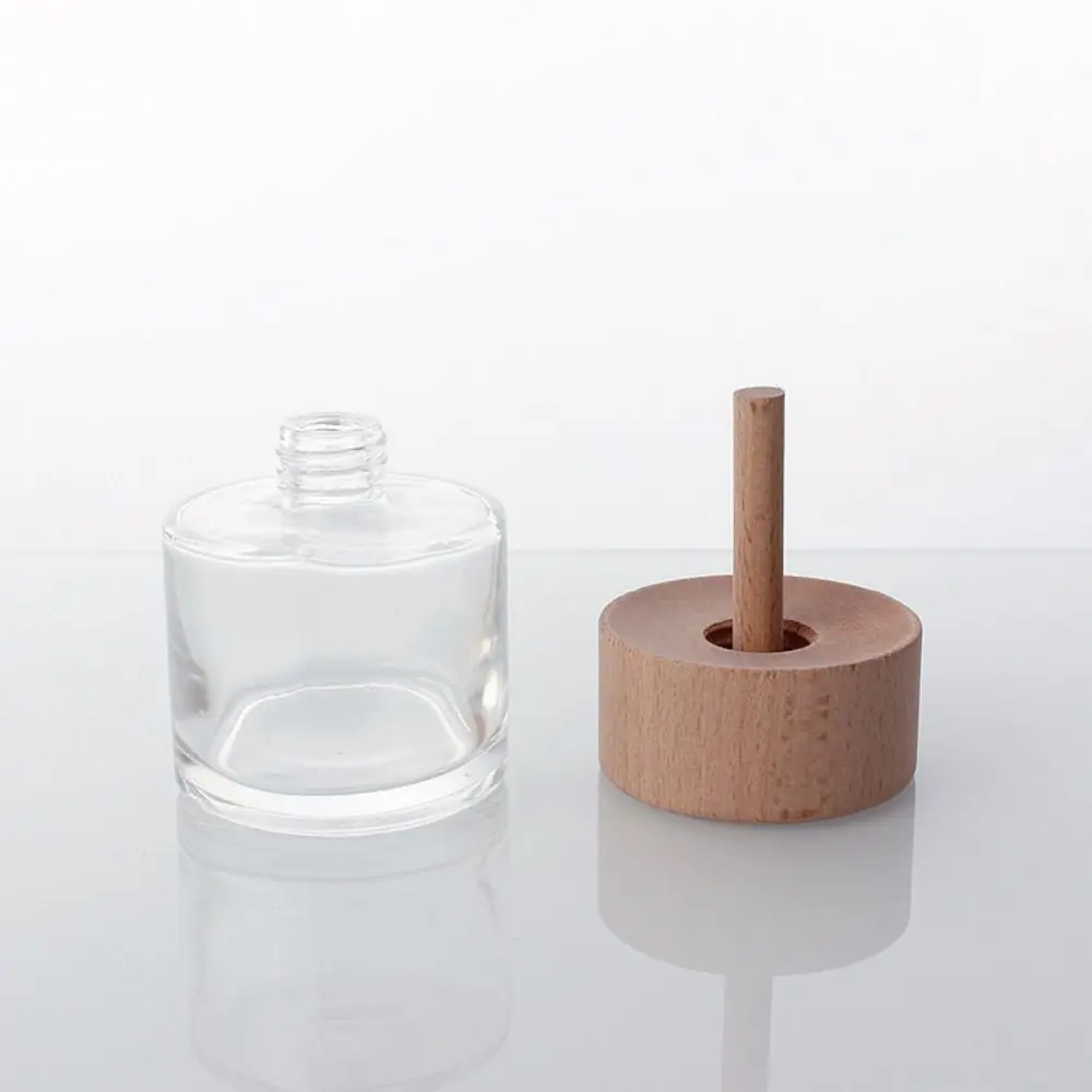 50ml Diffuser Bottles with Wooden Cap Glass DIY Refillable Fragrance Diffuser Jars Car Aromatherapy Bottle Empty