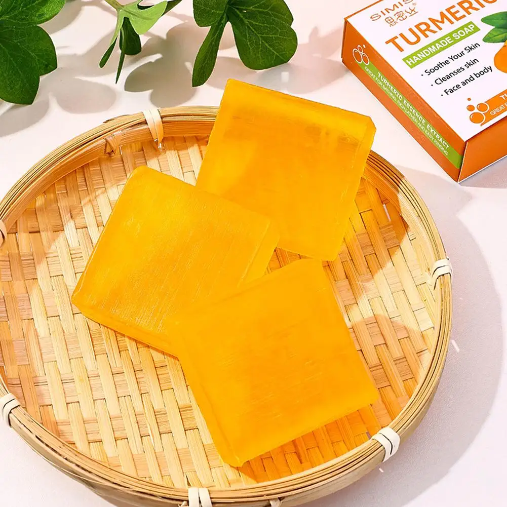 New Turmeric Essential Oil Soap 80g Whitening Moisturizing and Brightening Skin Tone for Dry Skin Main Ingredient Kojic Aci U5T2