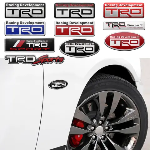För Toyota Corolla Yaris Aygo Prius CHR Camry Auris Avensis Cruiser 3D-bil i aluminium TRD-emblemklistermärken Tillbehör 10 best sales Toyota Aygo 2015 tillbehör - №8