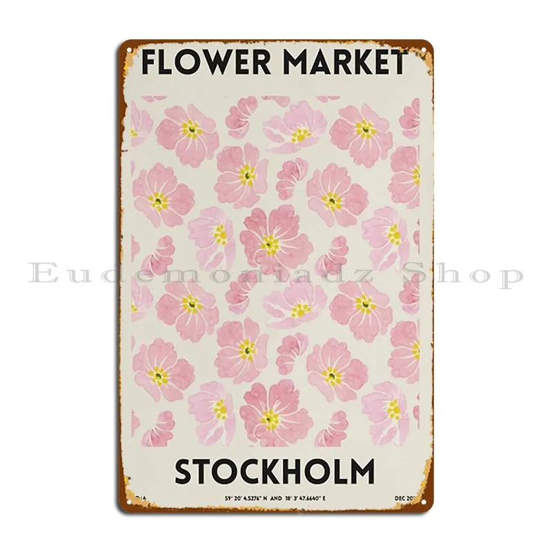 Цветочный рынок, Стокгольм, металлический знак, плакат, паб, классический дизайн, создавать жестяной знак паба постер