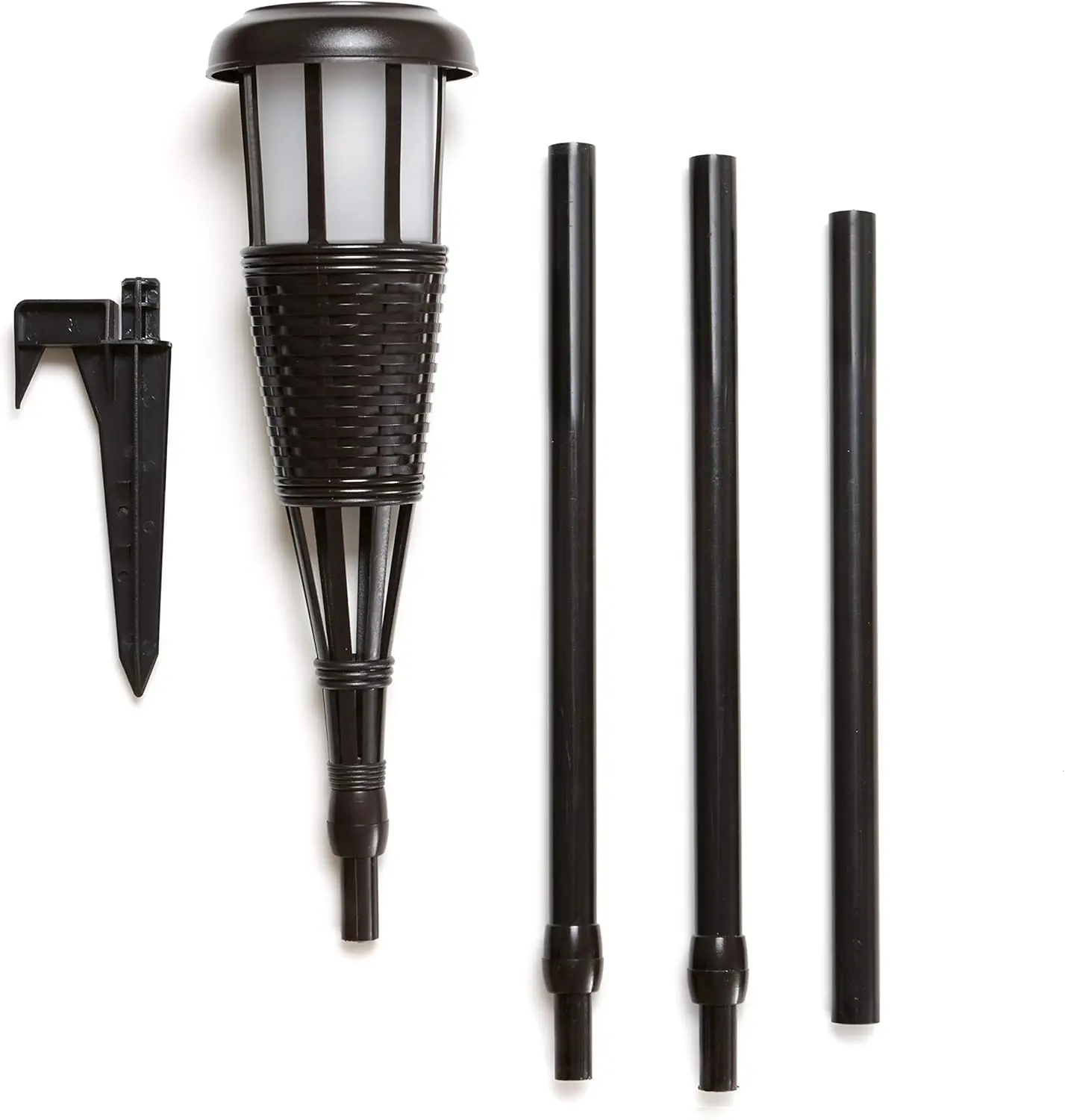 FLTORCH2-B Solar-Powered LED Outdoor Torches, Black, 2-Pack