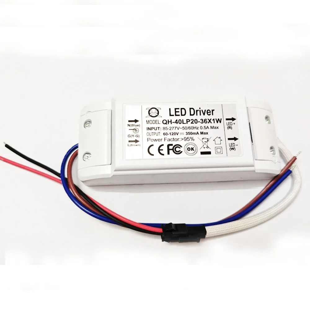 

Led Power Supply 20-36W DC60- 120V 350mA adapter AC90-277V to Led Driver 60-120v for Led down light