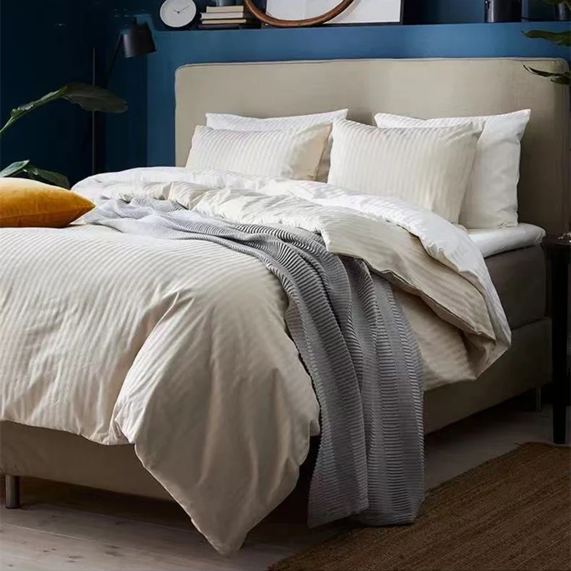 Lyocell Cotton Stripe Duvet Cover Twin Queen Size Quilt Cover Beige Hotel Quality Silky Green Single Double Bed Comforter Cover