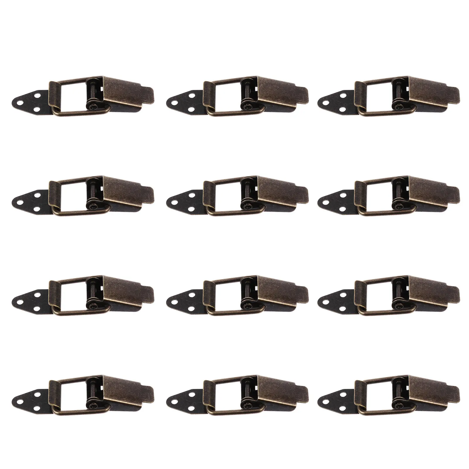 

12 шт. винтажных зеленых бронзовых железных пружинных защелок-фиксаторов для шкатулок, сундуков, ящиков для хранения, ретро-замки-защелки