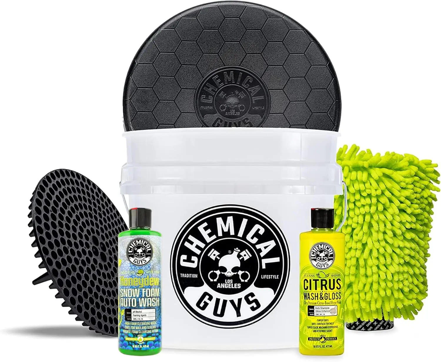 

6-Piece Car Wash Kit: Bucket, Mitt, Accessories & Honeydew Snow Foam Soap 16oz for Cars, Trucks, SUVs, RVs
