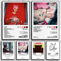 Hip Hop Rapper Lil Peep Poster Set Music Album Crybaby Live Forever Hellboy Comic Canvas Print Wall Art Home Office Room Decor