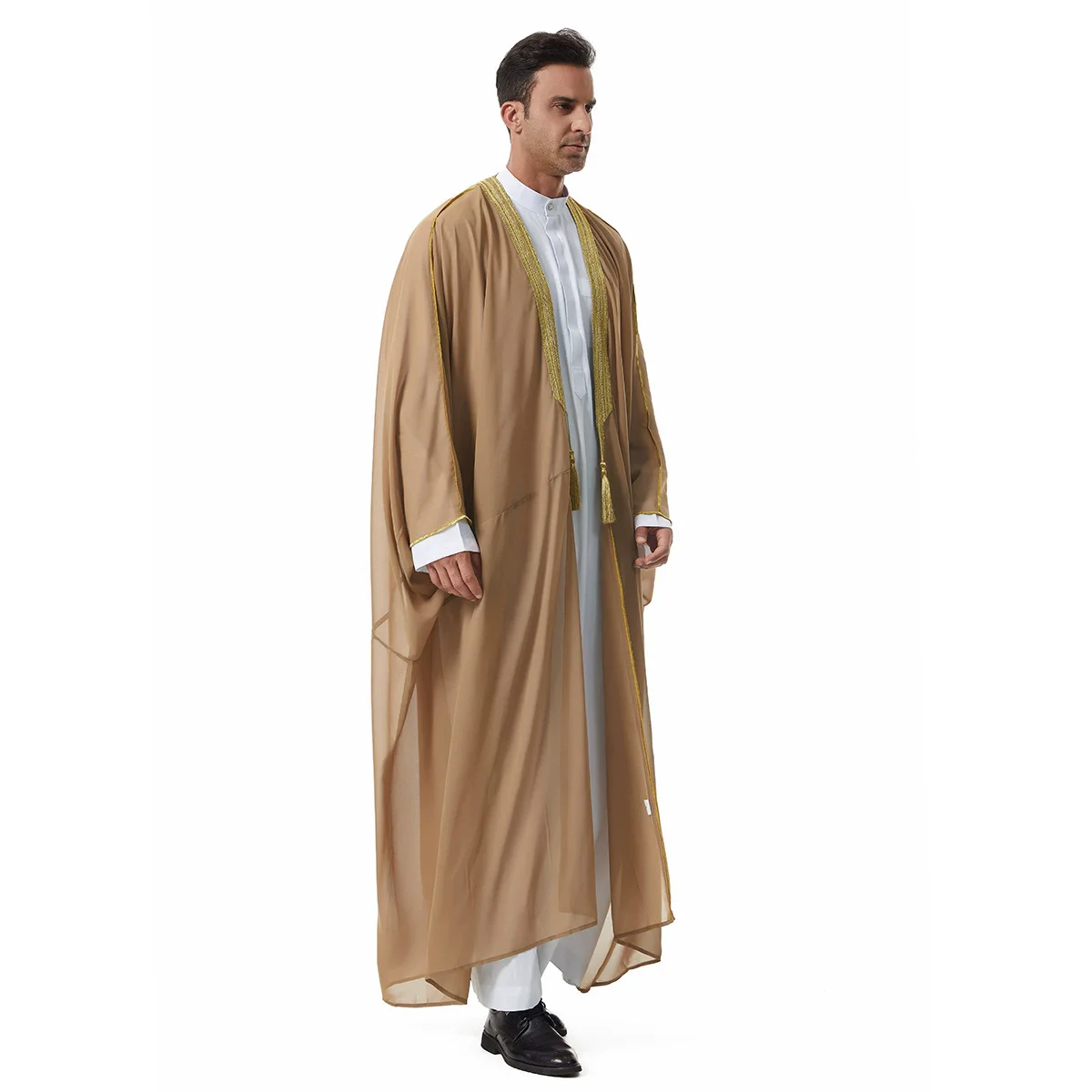 Raso Uomo Pastello Musulmano Islam Abbigliamento Caftano Discorso Pakistan Abaya Laurea Jubba Thobe Lungo Dubai Arabia Saudita Medio Oriente