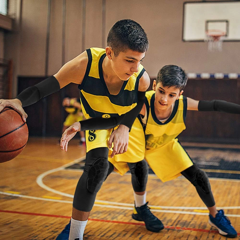 2 Stück Sport-Knieschoner und Ellbogenschoner mit Wabenstruktur für Kinder/Jugendliche von 5-15 Jahren, Schutzausrüstung für Basketball, Baseball, Fitness – Detail 16