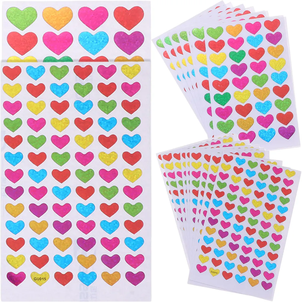 

60 Sheets Heart Stickers Colorful Scrapbooking Decor Phone Laptop Aesthetic Lovely Mini Diary Bottle Labels No Residue Easy