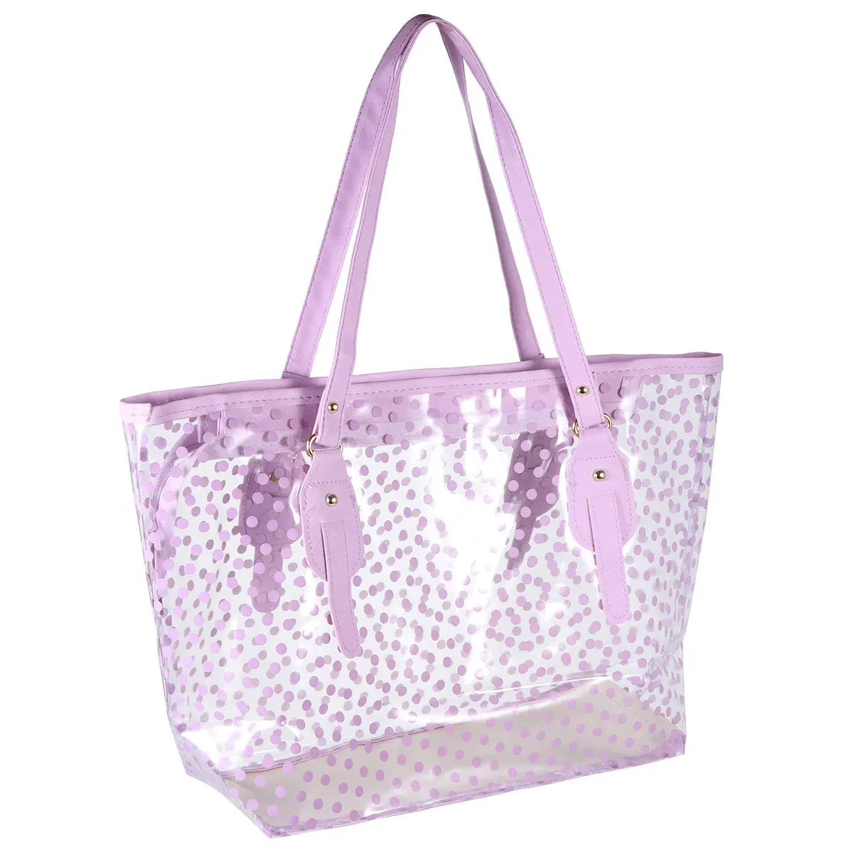 

1 шт., водонепроницаемая пляжная сумка из ПВХ, синяя женская сумка с круглым точечным узором, креативная модная водонепроницаемая пляжная сумка для девочек, летняя