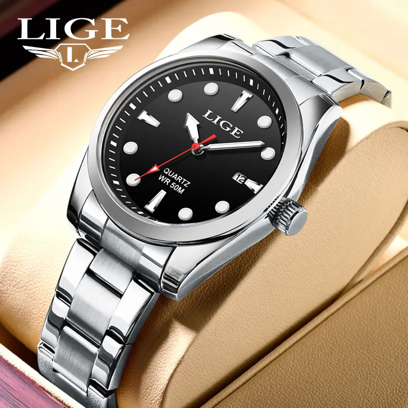 LIGE Luxury Quartz Men Watches Top Brand Sport Business Calendar Men Watch Original Stainless Steel Man Watch Relogios Masculino